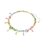 Swarovski Gema Necklace Mixed Cuts Dangling Crystals Multicolored Gold-Tone Plated