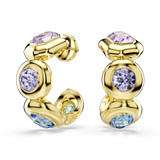 Swarovski Gema Hoop Earrings Mixed Cuts Multicolored Gold-Tone Plated