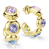 Swarovski Gema Hoop Earrings Mixed Cuts Multicolored Gold-Tone Plated
