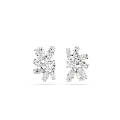 Swarovski Mesmera Stud Earrings Mixed Cuts Flower White Rhodium Plated