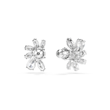 Swarovski Mesmera Stud Earrings Mixed Cuts Flower White Rhodium Plated