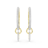 Swarovski Dextera Hoop Earrings Round Cut White Gold-Tone Plated