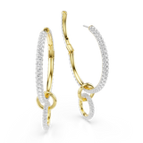 Swarovski Dextera Hoop Earrings Round Cut White Gold-Tone Plated