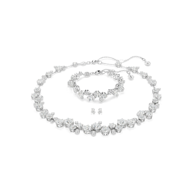 Swarovski Constella set, Mixed cuts, White, Rhodium plated