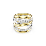 Swarovski Hyperbola Cocktail Ring Round Cut White Mixed Metal Finish