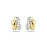 Swarovski Dextera Hoop Earrings Round Cut Mini White Gold-Tone Plated