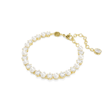 Swarovski Matrix Tennis Bracelet Crystal Pearl Round Cut White Gold-Tone Plated