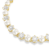 Swarovski Matrix Tennis Bracelet Crystal Pearl Round Cut White Gold-Tone Plated