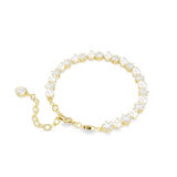 Swarovski Matrix Tennis Bracelet Crystal Pearl Round Cut White Gold-Tone Plated