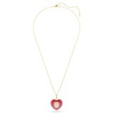 Swarovski Idyllia pendant, Mixed cuts, Heart, Pink, Gold-tone plated