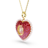 Swarovski Idyllia pendant, Mixed cuts, Heart, Pink, Gold-tone plated