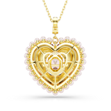 Swarovski Idyllia pendant, Mixed cuts, Heart, Pink, Gold-tone plated