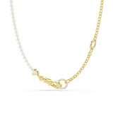 Swarovski Idyllia Necklace Crystal Pearl White Gold-Tone Plated