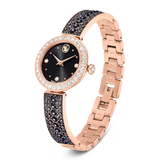 Swarovski Matrix Women's Pearl Bangle Watch Swiss Made Crystal Bracelet Black Rose Gold-Tone Finish