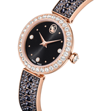 Swarovski Matrix Women's Pearl Bangle Watch Swiss Made Crystal Bracelet Black Rose Gold-Tone Finish