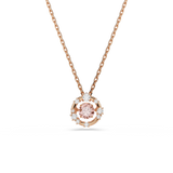 Swarovski Constella Pendant Round Cut Dancing Stone Pink Rose Gold-Tone Plated