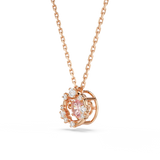 Swarovski Constella Pendant Round Cut Dancing Stone Pink Rose Gold-Tone Plated