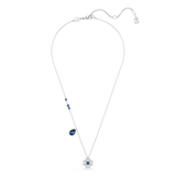 Swarovski Symbolica necklace, Clover, Blue, Rhodium plated