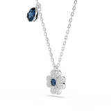 Swarovski Symbolica necklace, Clover, Blue, Rhodium plated