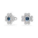 Swarovski Symbolica stud earrings, Clover, Blue, Rhodium plated