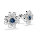 Swarovski Symbolica stud earrings, Clover, Blue, Rhodium plated