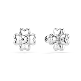 Swarovski Symbolica stud earrings, Clover, Blue, Rhodium plated