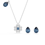 Swarovski Symbolica set, Clover, Blue, Rhodium plated