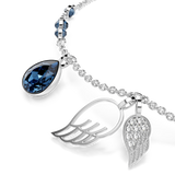 Swarovski Symbolica bracelet, Wings, Blue, Rhodium plated