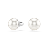 Swarovski Matrix Stud Earrings Crystal Pearl White Rhodium Plated