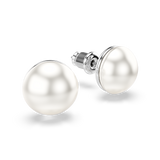 Swarovski Matrix Stud Earrings Crystal Pearl White Rhodium Plated