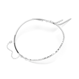 Silver-toned choker with a smooth band on one side and a flexible white crystal chain on the other, forming a layered crystal