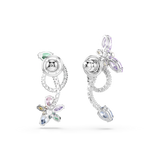 Swarovski Ariana Grande X Swarovski Drop Earrings With Ear Jacket Mixed Cuts Dragonfly Flower Multicolored Rhodium Plated