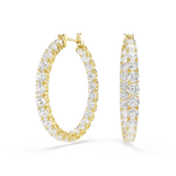 Swarovski Matrix Hoop Earrings Round Cut White Gold-Tone Plated
