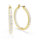 Swarovski Matrix Hoop Earrings Round Cut White Gold-Tone Plated