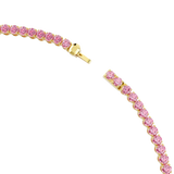 Swarovski Matrix Tennis Necklace Round Cut Pink Gold-Tone Plated