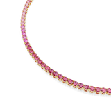 Swarovski Matrix Tennis Necklace Round Cut Pink Gold-Tone Plated