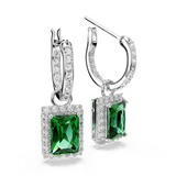 Swarovski Una Angelic Drop Earrings Rectangular Cut Pavé Green Rhodium Plated