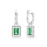 Swarovski Una Angelic Drop Earrings Rectangular Cut Pavé Green Rhodium Plated