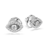 أقراط سواروفسكي Luckyly، قطع دائري، Pavé، Eye، أبيض، مطلي بالروديوم