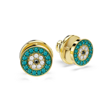 Swarovski Luckily Stud Earrings Pavé Eye Green Gold-Tone Plated