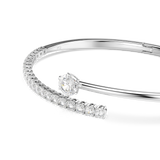 Swarovski Matrix Bangle, Round cut, White, Rhodium plated