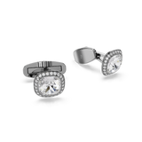 Swarovski Una Angelic Cushion Cut Halo Cufflinks (Ruthenium Plated)