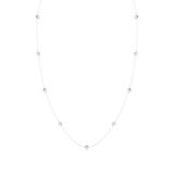 Silver-toned chain necklace with alternating clear and blue star-shaped crystal embellishments.