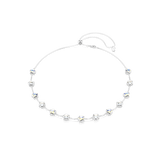 White Swarovski crystal star necklace with a silver-toned delicate chain and adjustable slider closure.