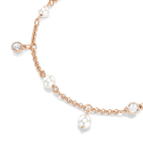Swarovski Imber Round Cut White Crystal Pearl Charm Bracelet (18K Rose Gold Finished)
