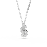 Silver-toned link chain necklace with a swan pendant. The swan is embellished with clear, faceted marquise and round crystals
