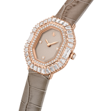 Swarovski Matrix Octagon Quartz Watch with Beige Croc-Effect Leather Strap (Rose Gold-Tone Finished)