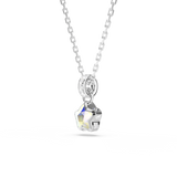 Silver-toned chain necklace with a star pendant featuring a faceted, multi-colored iridescent crystal and clear accent crysta