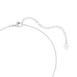 Silver-toned necklace with a lobster clasp, an extender chain of oval links, and an octagonal tag with a swan logo.