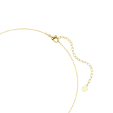 Gold-toned choker with a lobster claw clasp, an extender chain of oval links, and a small oval charm with an 'S' logo.